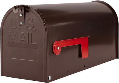 Bronze Metal Mailbox Post Mount, RAINHOL Medium Compacity Mail Box, Galvanized Steel Standard Mailboxes for Outside, 20 x 8.7 x 6.7 inches