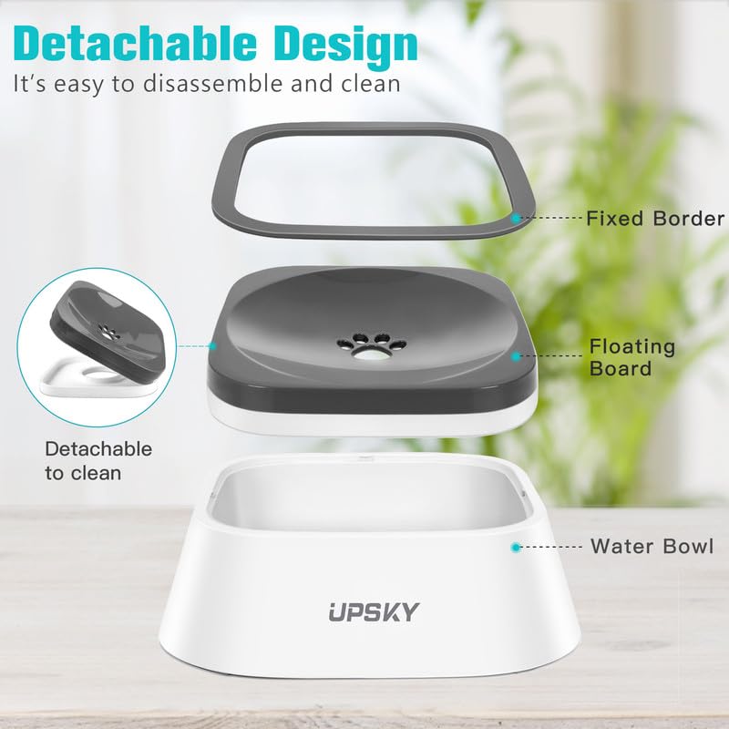 UPSKY No-Spill Pet Water Bowl, Slow Water Feeder, No-Slip Pet Water Dispenser 35oz Feeder Bowl for Dogs and Cats