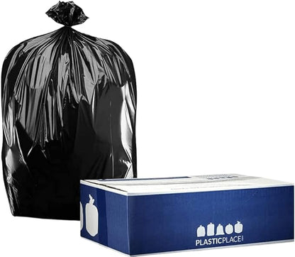 Plasticplace 55-60 Gallon Trash Bags │ 2.0 Mil │ Black Heavy Duty Garbage Can