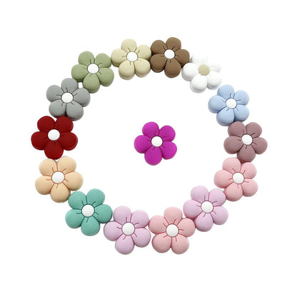 15Pcs Daisy Flower Beads Mix Color Sunflower Shaped Beads Knitting Needle Stoppers Focal Beads for Pens Loose Spacer Beads for Keychain Making Jewelry DIY Bracelets Knitting Needle Point Protectors