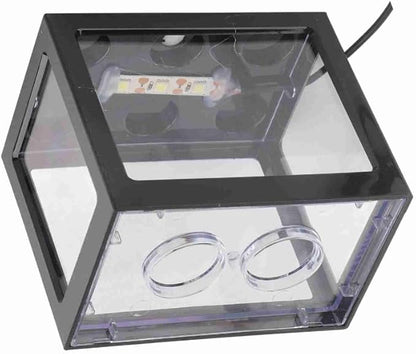 Mini USB LED Aquarium Fish Bowl Plastic Tank with White Light for Desk Tabletop Decor Energy-Saving Office Accent(Black)