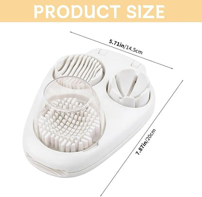3 in 1 Boiled Egg Slicer, Manual Egg Cutter with 3 Slice Modes, Stainless Steel Kitchen Gadget for Hard Boiled Eggs, Butter, Strawberry, Tomato, Cheese, Easy to Clean & Store (COLOR:White)