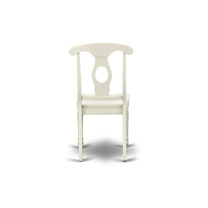 East West Furniture KEC-LWH-W Kenley Dinette Chairs - Napoleon Back Solid Wood Seat Kitchen Chairs, Set of 2, Linen White