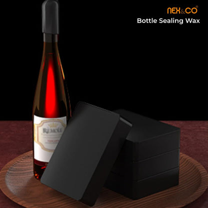 NEX&CO Bottle Sealing Wax Blocks - Resilient and Versatile Bottling Wax for Wine, Beer, and Liquor Bottle Sealing - 4 Black Nuggets 0.5lb with Teflon Tape - Seals 40-80 Bottles
