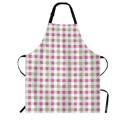Beabes Gingham Purple Checkered Tartan Bib Apron Adjustable Neck Strap Abstract Horizontal Lattice Square Polyester Work Apron Crafting BBQ Drawing Chef Waitress 27" X 31"