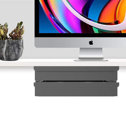 Mofangtech Dual Tier Under Desk Mounted Sliding Pull-out Drawer, 2 Layers W 15.3" x D 9.8" x H 5.1" Storage Organizer for Sit Stand Workstation, Metal, Black (2TierMedium)