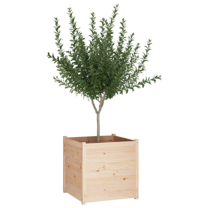 YITHOPI Rustic Solid Pine Garden Planter Box, 27.6 Inch Square Outdoor Wooden Flower Pot for Balcony Herb Vegetable Gardening