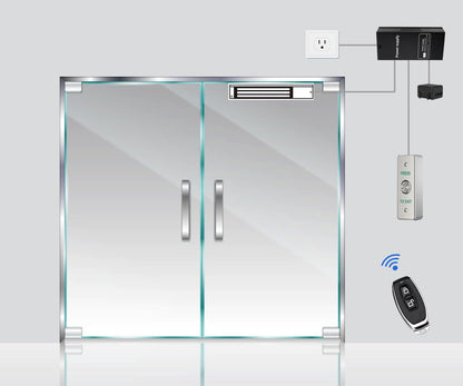Door Access Control System 1200lbs Magnetic Lock Kit with ZL Bracket 4 Remote Controls Stainless Steel Exit Button