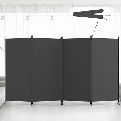 Kokorona 4 Panel Room Divider, 6FT Tall Folding Privacy Screen Wall Dividers, Portable Privacy Screen Freestanding Room Divider for Room Separation, Included - Cover Strips, Grey, 136''W x 71''H