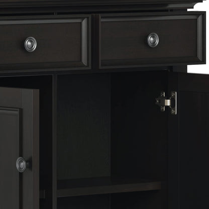 SIMPLIHOME Amherst Solid Wood 48 inch Wide Storage Bench that Seats 2 and 36 inch Wide Storage Cabinet in Hickory Brown for the Living Room, Entryway, and Family Room, Transitional Style