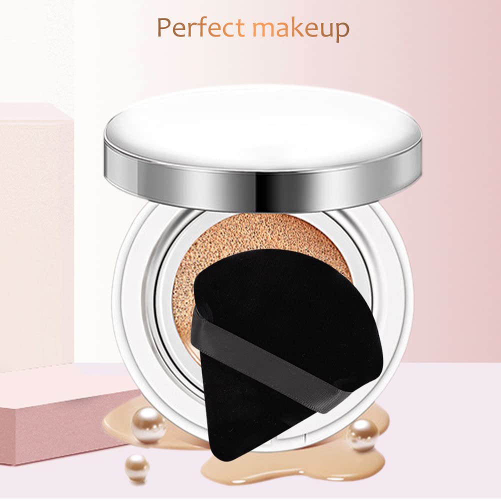 Pimoys 12 Pieces Powder Puff Face Triangle Makeup Sponge for Loose Powder Setting Powder Velour Foundation Blender Sponge Beauty Makeup Tool, Black