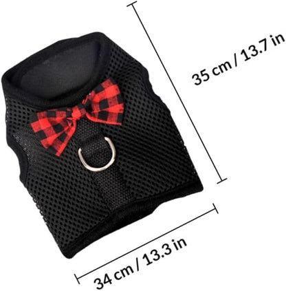 DOITOOL Pet Harness Set Breathable Mesh Vest Type Chest Strap for Small Pets Black L Size 35-40cm Chest Circumference Suitable for Rabbits Guinea Pigs Squirrels