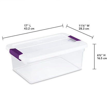 Sterilite 12-Pack ClearView Latch Box, Stackable Organizer Bins with Lids, 15 Quart - Clear Plastic Organization Containers for Closet, Bedroom, Shelving Units and Home or Office Storage