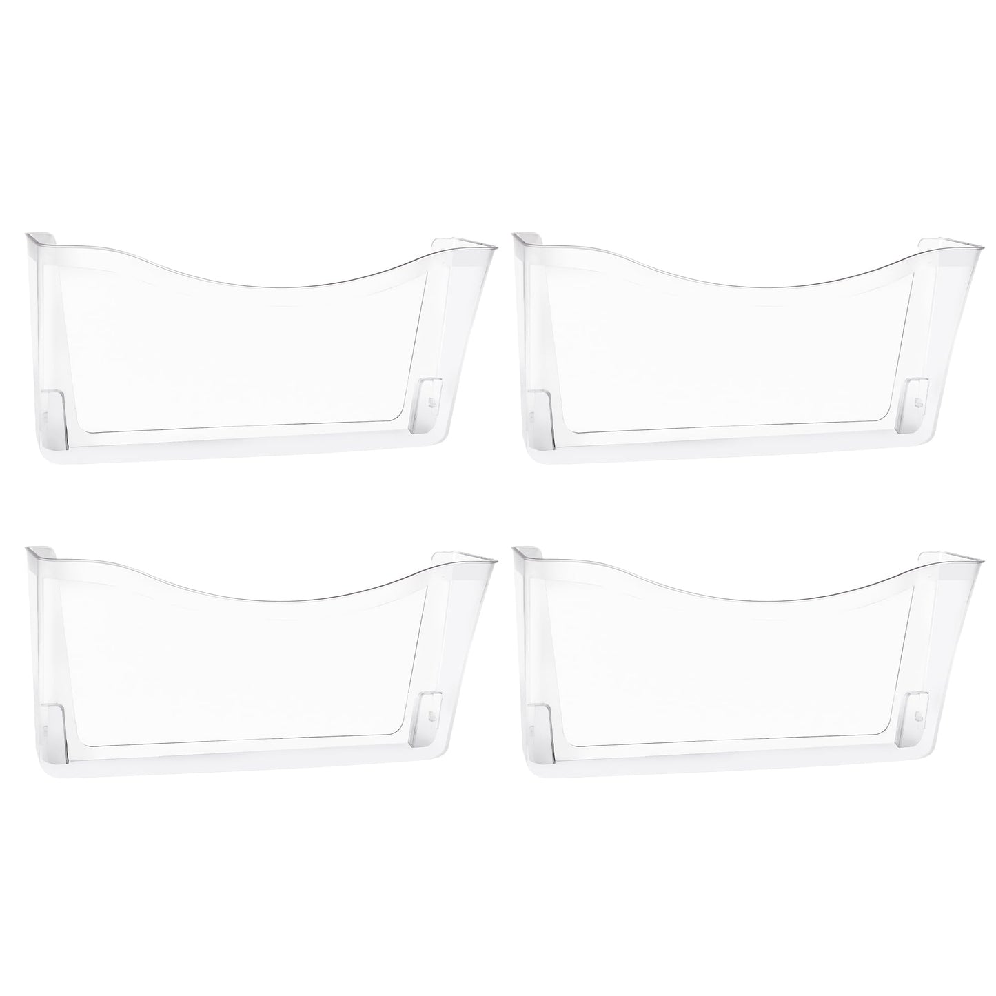 EASEPRES 4 Pack Clear Single Pocket Hanging File Organizer, Plastic Wall Mount Paper Mails Magazines Holder, Mounted Folder Bins for Office, School and Home, 13.85x3.14x6.88 inches