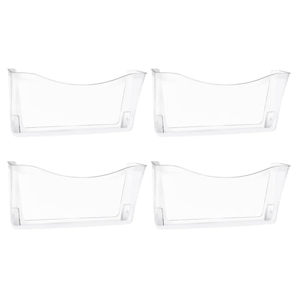 EASEPRES 4 Pack Clear Single Pocket Hanging File Organizer, Plastic Wall Mount Paper Mails Magazines Holder, Mounted Folder Bins for Office, School and Home, 13.85x3.14x6.88 inches