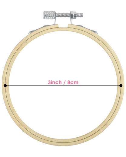 TINDTOP 16 Pieces 3 inch Embroidery Hoops, Bamboo Frame Circle Cross Stitch Hoop Ring Embroidery Hoops Set for Embroidery and Cross Stitch