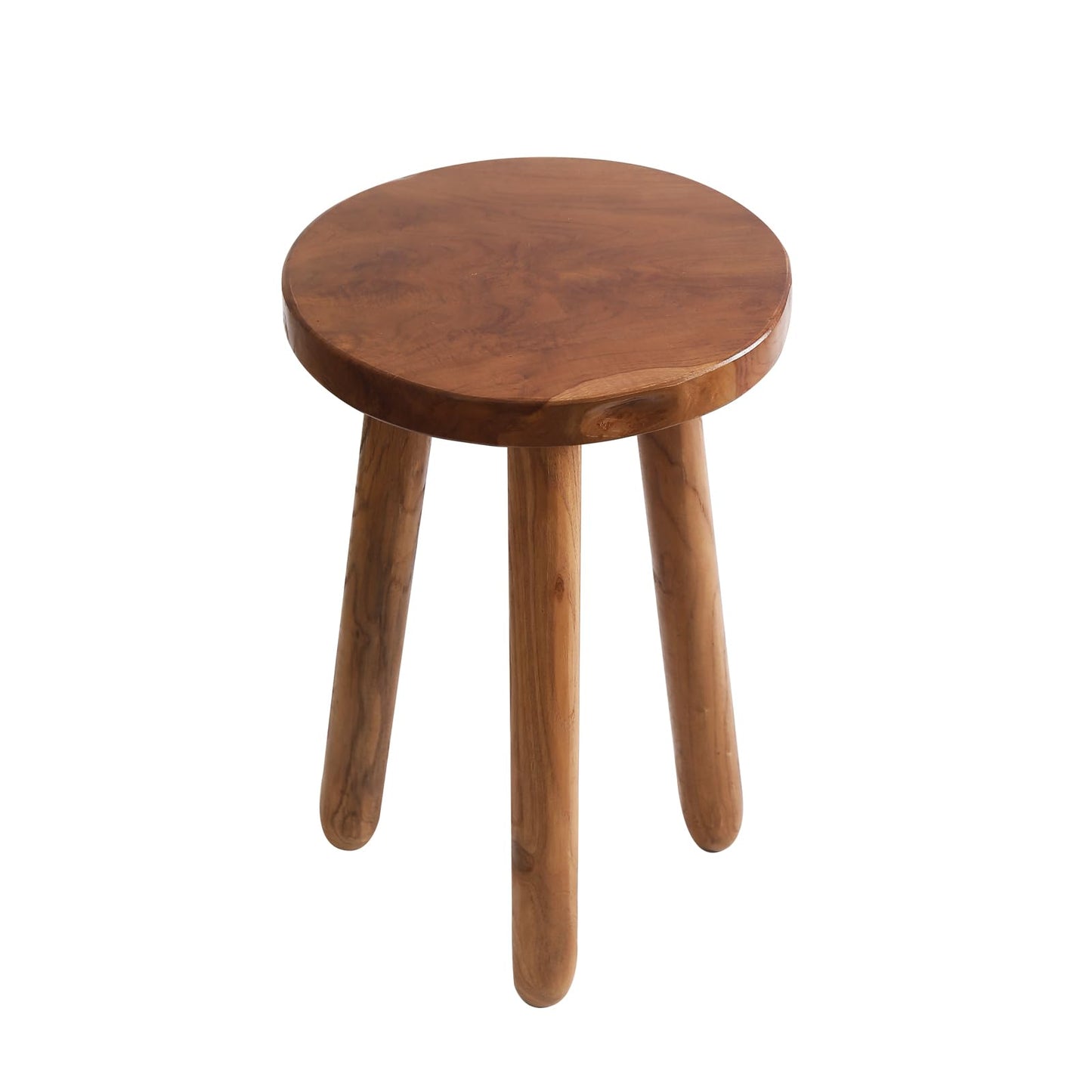 JOLLYMER 11.8" Round 18" Tall Wood Plant Stand | Teak Wood Accent Stool | Accent Table |Side Table