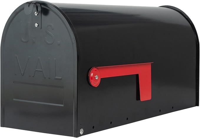 BlissBoard Large Mailboxes for Outside, Black Galvanized Steel Post Mount Mailboxes, Rust-Resistant Large Capacity Metal Mail Boxes for House Outside, 22 x 10.7 x 8.9 inches