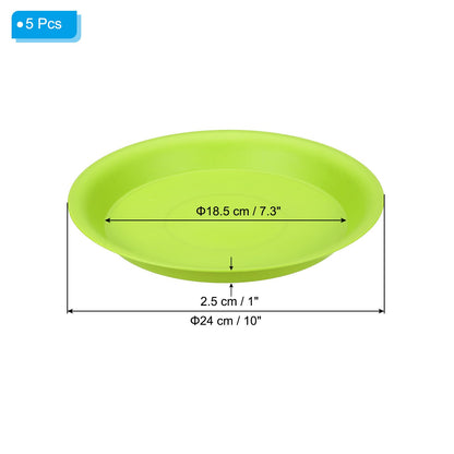 PATIKIL 10 Inch Plant Saucer Tray, 5 Pack Plastic Drip Tray Round Collects Excess Water Flower Pot Drainage Trays for Heavy Indoor Outdoor Pan, Green