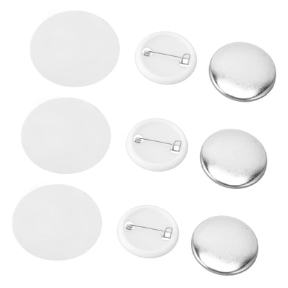 ALIESTFDNO 100 Sets Pin Back Button Parts, Round Shape Metal Pin Badge DIY Kit with Transparent Protective Film, for Clothes Backpacks Hats School Events (32MM)