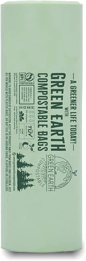 Green Earth Compostable Small Kitchen Food Scrap Trash Bags, Extra Thick 0.71