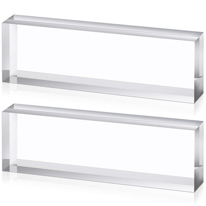 Yousoontic 2 Pcs Clear Acrylic Blocks for Display Blank Name Plate Block Cube Display Stand for Wedding Props Photography Scrapbooking Crafts (2.5 x 8 x 1.125 Inch)