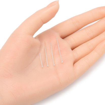 50pcs Adabele Authentic Sterling Silver Round Ball Headpin Head Pins 18mm (0.7 inch) Hypoallergenic for DIY Craft Jewelry Making (Wire 0.7mm/21 Gauge) SS428