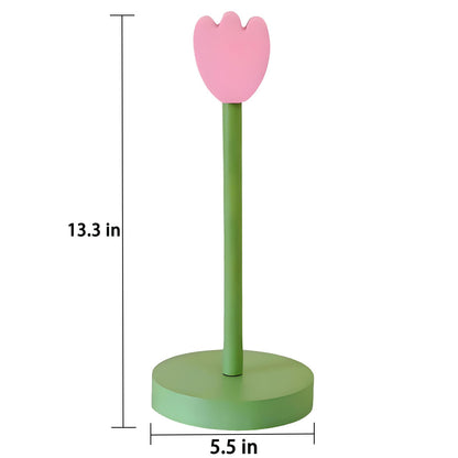 Paper Towel Holder Countertop, Cute Decorative Wooden Standing Paper Towel Roll Holder for Kitchen Bathroom, Bars & Dining Tables (Pink Flowers)
