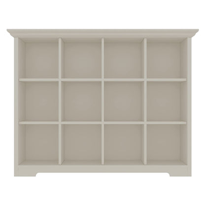 OSCHF Wooden Cube Bookcase with Base - Modern 3 Tiers Floor Standing Open Shelf Cabinet for Home and Office, 12-Cube Lattice Bookshelf, Warm White
