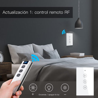 MoesGo WiFi RF Smart Light Dimmer Switch 2/3 Way Muilti-Control Association Smart Life/Tuya APP Relay Status Backlight Switch Off RF Remote Control,Compatible with Alexa Google Voice Assistants White