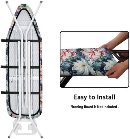 Oil Painting Iris Flowers Ironing Board Cover-15x 54 White Pink Iris Flower
