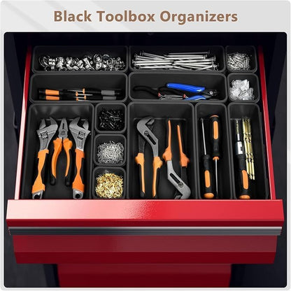 A-LUGEI【Large Size】【5 Pcs】 Tool Box Organizer Tray Divider【Single Size】 Desk Drawer Organizer Bin, Garage Organization and Storage Toolbox for Rolling Tool Chest Cart Cabinet WorkBench Part Widget