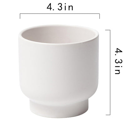 LB White Ceramic Planters for Indoor Plants, Succulent Plant Pots Ceramic Flower Pots, Modern Plant Pot for Living Room Office Home Decor, Round Flower Pot of 4.3 Inch(Plant Not Included)
