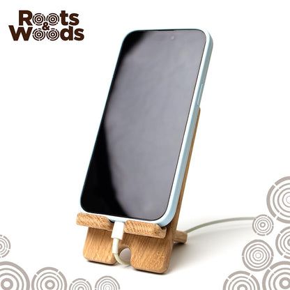 Roots & Woods Wooden Multi-Device Tablet & Phone Stand, Desktop Holder with Charging Cable Management