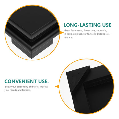 Cabilock Wood Vase Display Riser, 7 inch Square Decorative Pedestal Stand, Black Wooden Tray Base for Oriental Home Countertop Decoration