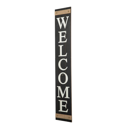 Glitzhome 5ft H Wooden Welcome Sign with 4 Interchangeable Wreaths - Spring/Patriotic/Fall/Christmas Floral Wreaths, Farmhouse Hang/Lean Wall Decor for Front Door, Porch, Yard - Solid Wood, Style3