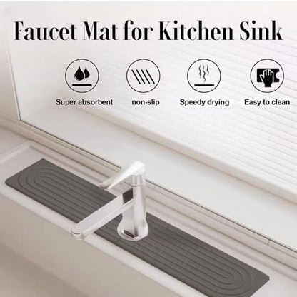 Quick Drying Stone Faucet Mat for Kitchen Sink, 15.7'' Long Diatomite Sink Tray