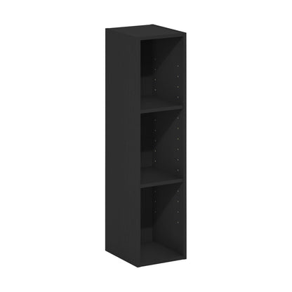 Furinno Fulda Book Shelf, 3-Tier Narrow Bookshelf, Bookcase with 8-in Width Storage Shelf, 9.3 x 7.9 x 31.5, for Living Room, Bedroom, Home Office, Blackwood