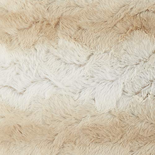 Madison Park Zuri Faux Fur Ombre Stripe Ultra Soft Luxury Decorative Throw Pillows, For Couch Bed With Insert, 20" x 20", Grey