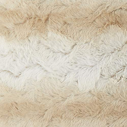 Madison Park Zuri Faux Fur Ombre Stripe Ultra Soft Luxury Decorative Throw Pillows, For Couch Bed With Insert, 20" x 20", Grey