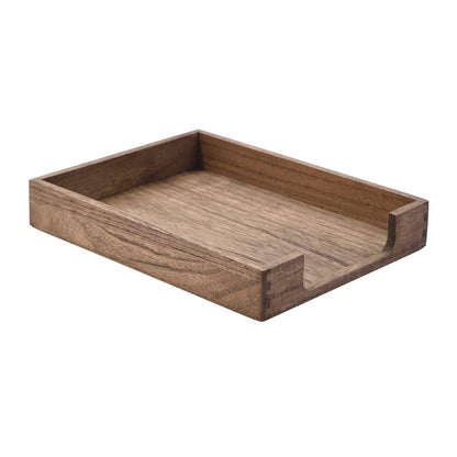 KIRIGEN Wood Letter Tray, Single-Tier Front-Load Desktop Paper Organizer, Brown Wooden Document Tray for Letter and A4 Paper, File Folder, Mail, Home Office Desk, 13.77 x 10.62 x 2.16 Inch, TP-DBR