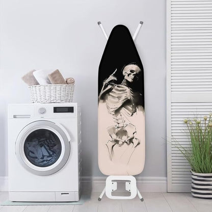 Black White Skull Ironing Board Cover 54x15 inches, Gothic Rock Skull