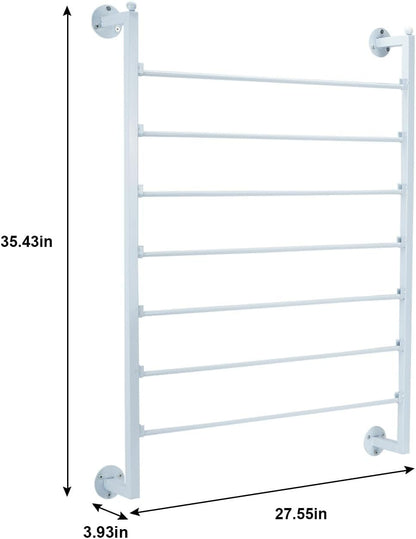 Ribbon Organizer, 7 Tier Wall Mounted Metal Holder ,Holiday/Birthday Gift Wrapping Organizer Storage Ribbon Storage Rack for Craft Cake Shop Flower Store,Tie Scarf Rack Belt Towel Holder(White)