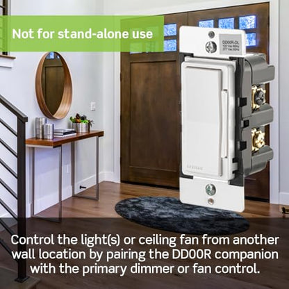 Leviton Decora Smart Switch Companion for Multi-Location Switching (Not for stand-alone use), 120VAC, 60Hz DD0SR-1RM, White, Light Almond