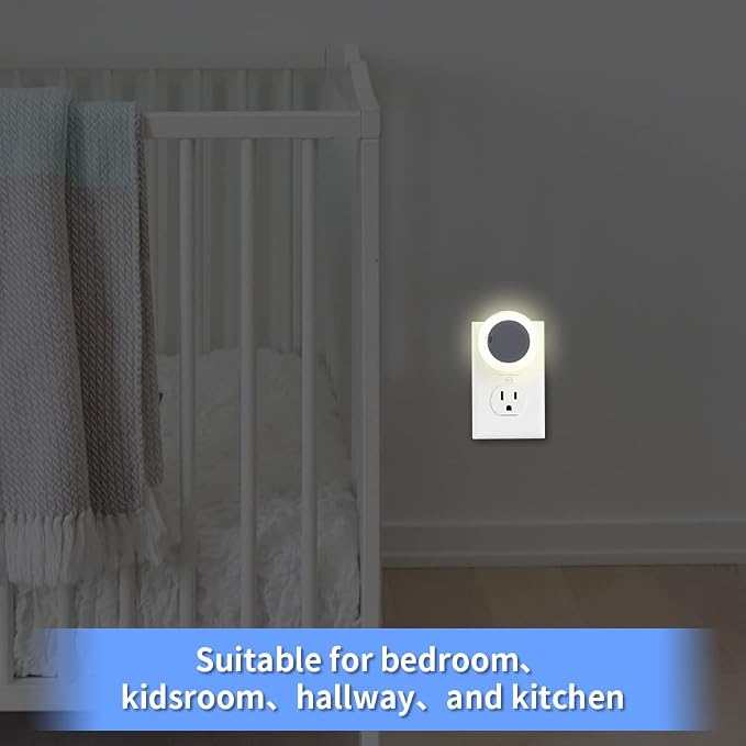 Night Light with High/Low/Off Switch, LED Manual Nightlight Max 20 Lumens, Indoor for Bathroom, Hallway, Bedroom, Kitchen, Warm White, Energy Efficient, ETL Listed, 4 Pack