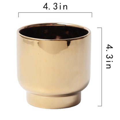 LB Gold Ceramic Planters for Indoor Plants, Succulent Plant Pots Ceramic Flower Pots, Modern Plant Pot for Living Room Office Home Decor, Round Flower Pot of 4.3 Inch(Plant Not Included)