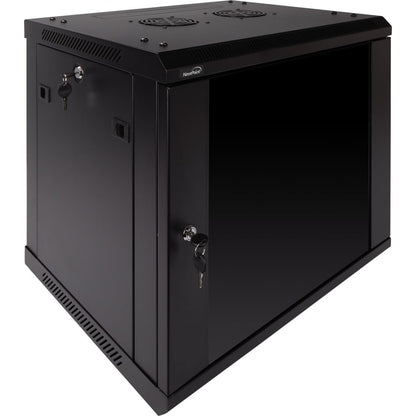 Navepoint 9U Deluxe IT Wallmount Cabinet Enclosure 19-Inch Server Network Rack with Locking Glass Door - Black