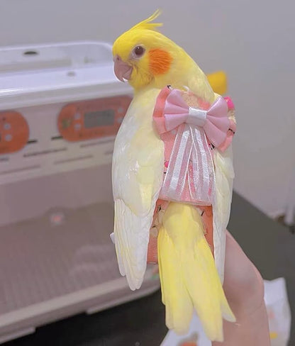 Bird Flight Suits Diapers, Parrot Diapers for Monk Parakeets, Cockatiels, Parrot Clothes Costume, Bird Training Nappy Suit Liners Clothes (Small,White)