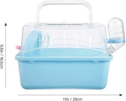 Portable Small Pet Carrier Cage for Travel - Transparent Ventilated Hamster/Gerbil/Rat/Guinea Pig Carrier with Secure Lock
