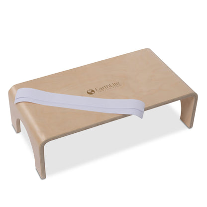EarthLite Wooden Step Stool - 4'' High, Large Surface, Strong & Stable Bed Step, Foot Stool, Massage Step-Up